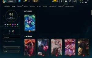 Diamante 4 com TODOS os Champs e 96 Skins ( TOP / MID / ADC)