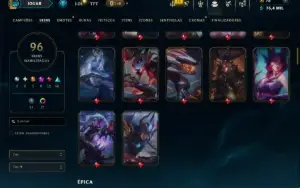 Diamante 4 com TODOS os Champs e 96 Skins ( TOP / MID / ADC)
