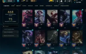 Diamante 4 com TODOS os Champs e 96 Skins ( TOP / MID / ADC)