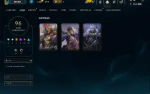Diamante 4 com TODOS os Champs e 96 Skins ( TOP / MID / ADC)