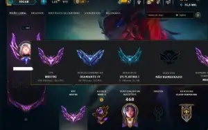 Diamante 4 com TODOS os Champs e 96 Skins ( TOP / MID / ADC)