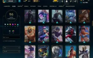 Diamante 4 com TODOS os Champs e 96 Skins ( TOP / MID / ADC)