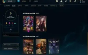 Conta ouro 4 com 9 skins e 47 champs