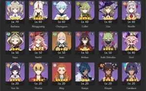 Conta AR 60END GAME Monstra com Todos de Sumeru e Raiden c2