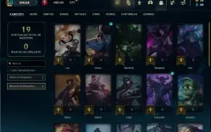 Unranked com 27 Champs e 3 Skins + 2 Fragmentos