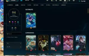 Vendo conta com Rammus Rei e kayle juiza +94 skins e RP