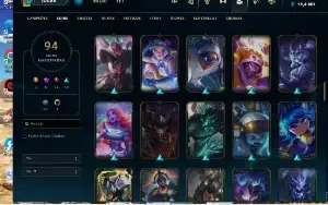 Vendo conta com Rammus Rei e kayle juiza +94 skins e RP