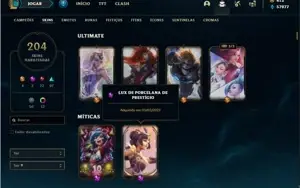Conta Unranked com 93 Champs e 204 Skins + 1 Prestigio