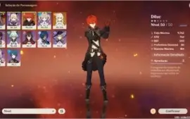Conta Diluc + Mona + Ayaka e Qiqi