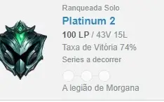 CONTA PLATINA 2 SMURF 74 % WR MMR DE DIAMANTE 3