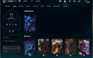 Conta Ouro 3 com 40 champs e 16 skins