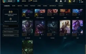 Conta ouro 4 com 45 Champs e 16 Skins + 1 Prestigio do Kayn