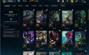 Conta ouro 4 com 45 Champs e 16 Skins + 1 Prestigio do Kayn