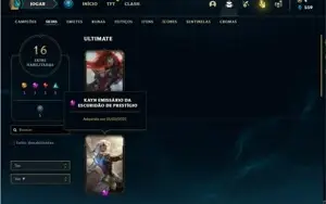 Conta ouro 4 com 45 Champs e 16 Skins + 1 Prestigio do Kayn