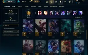 Unranked com 36 Champs e 8 Skins ( Ex Diamante )