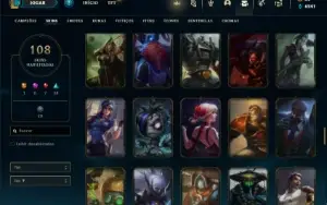 Conta Unraneked com 105 Champs e 108 Skins ( MAIN SUP )