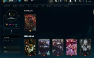 Conta Unraneked com 105 Champs e 108 Skins ( MAIN SUP )