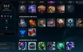 Conta LOL 344 skins, 363 ícones, 40 sentinelas e 42 cromas