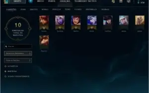 conta lvl 10 3 skins+frag de skin  8 champ