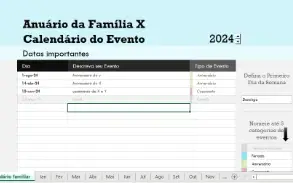 Calendário De Eventos Anual Em Familia