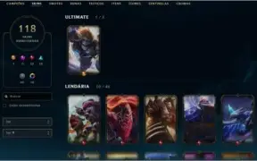 Conta LoL Plat 3, todos campeões, 119skins