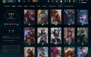 Unranked com TODOS os Champs e 187 Skins ( MID / JG / ADC )