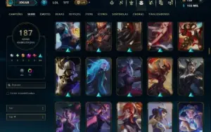 Unranked com TODOS os Champs e 187 Skins ( MID / JG / ADC )