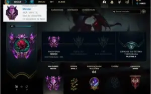 Conta mestre com 59% de win rate, 8 skins e 47 champs