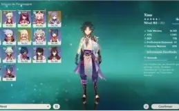Conta ar 45, xiao + jade, keqing e harpa