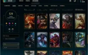 Plat 2 ouro 3 flex / 59 skins / quase Full champs