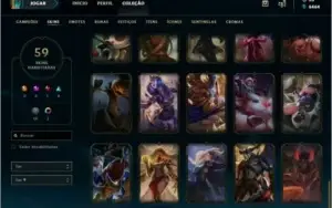 Plat 2 ouro 3 flex / 59 skins / quase Full champs