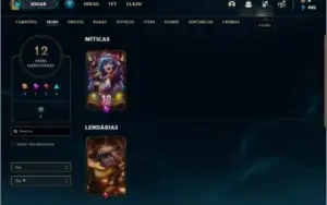 Conta platina 4 com 43 champs e 12 skins