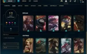 Conta platina 4 com 43 champs e 12 skins