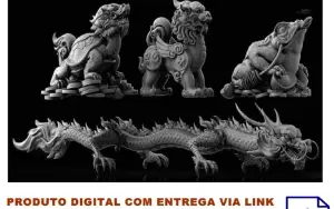 STL Para Impressão 3D - Dragões Chinês Arquivos Para 4 Peças