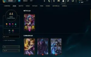 Ouro 2 com 105 Champs e 44 Skins ( SUP / JG / TOP )