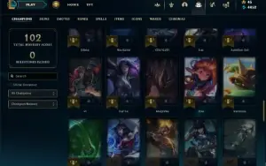 Mestre com 71 Champs e 3 Skins + 44 Espolios