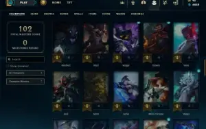 Mestre com 71 Champs e 3 Skins + 44 Espolios