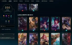 Esmeralda 4 com TODOS os champs e 221 Skins + 6 Vitoriosas