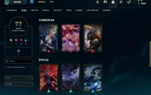 Conta bronze 3 com 50 Champs e 22 Skins
