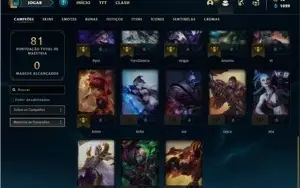Conta Ferro 1 com 33 Champs e 10 Skins + 2 Fragmentos