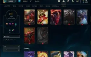 Conta prata 4 com 80 skins e 100 champs ( MAIN TOP / JG )