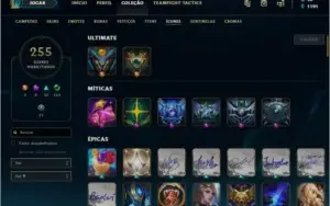Conta LOL 426 SKINS, D4, 46 EMOTES e 255 ICONES.