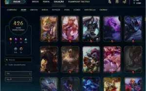 Conta LOL 426 SKINS, D4, 46 EMOTES e 255 ICONES.