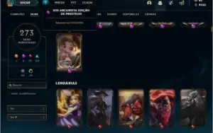 Conta ouro 3 com 127 champs e 273 skins ( MAIN TOP )