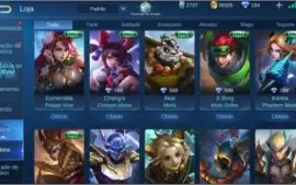 CONTA BARATINHA COM MUITAS SKINS E HÉROIS