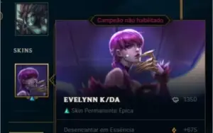 Conta de Lol Ouro IV, 6 Skins e 27 Champs