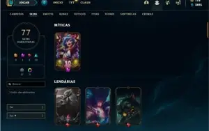 Conta Unranked com 116 Champs e 77 Skins + 6 Vitoriosas