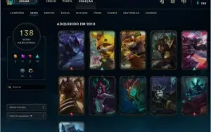 Conta league of legends com 138 skins e todos os champions