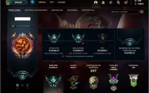 Conta platina 4 com 270 skins e 153 champs