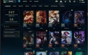 Conta platina 4 com 270 skins e 153 champs